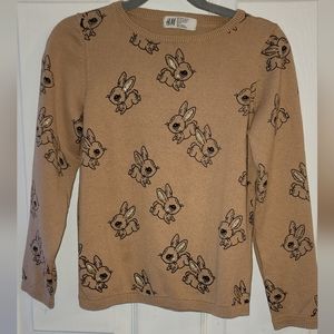 H&M Fine-knit Cotton Bunny Sweater Girls Size US 6X/7
